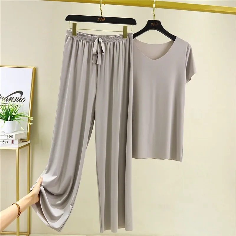

Women's Clothes Loose Suit for Women Pajamas Pants Set Female Home Clothes 2 Pieces Set Lady Home Suit Summer Women Lounge Wear