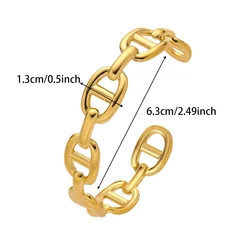 Gold - Tone Wide Stainless Steel Skeleton Bracelet for Women - Fashionable Jewelry Gift (Light Yellow Gold Color)