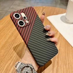 Carbon Fiber Texture Ultra - Thin Hard Protective Phone Case for OPPO Reno14 (Black and Red)