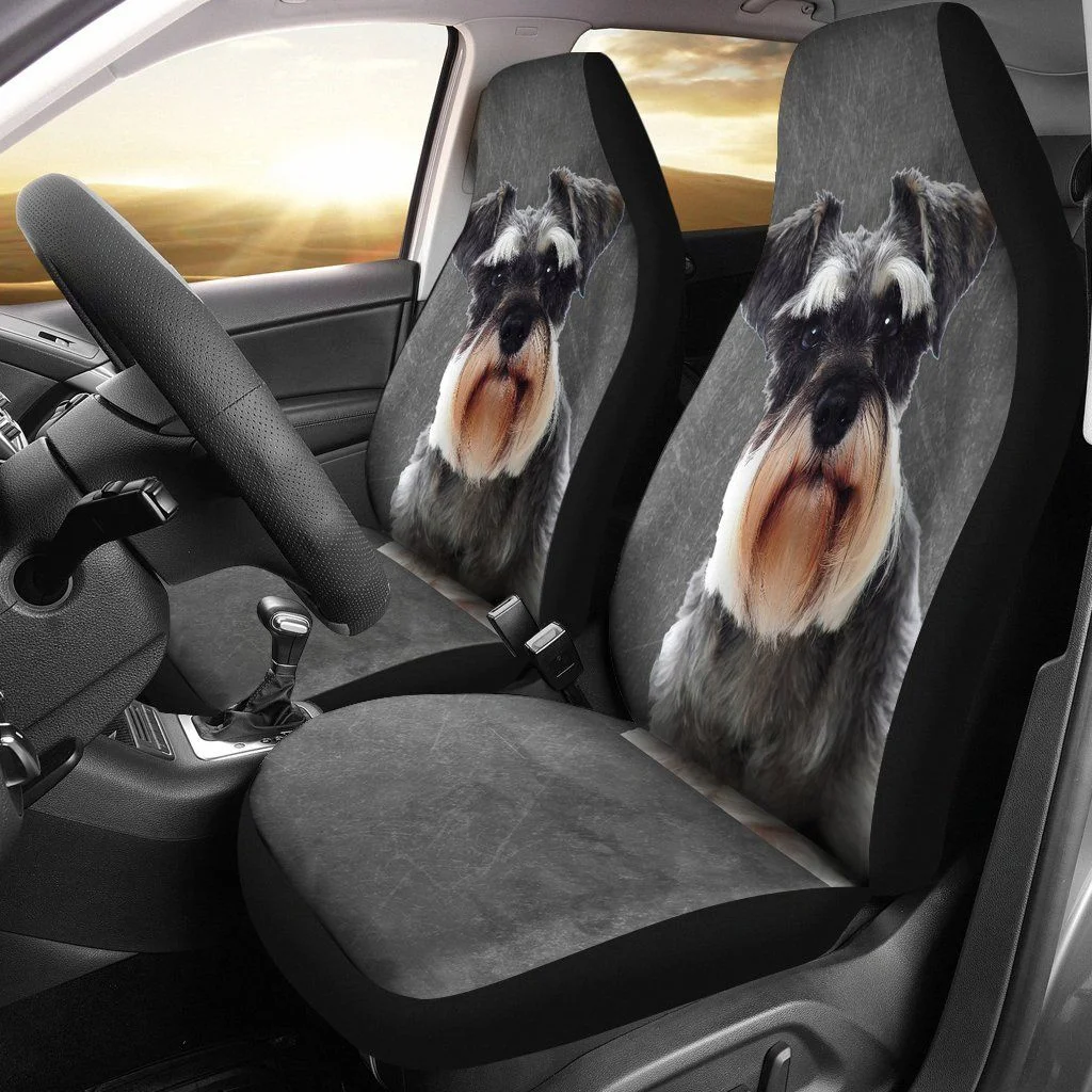 

Lovely Schnauzer Dog Dark Theme Design Printed Car Seat Covers
