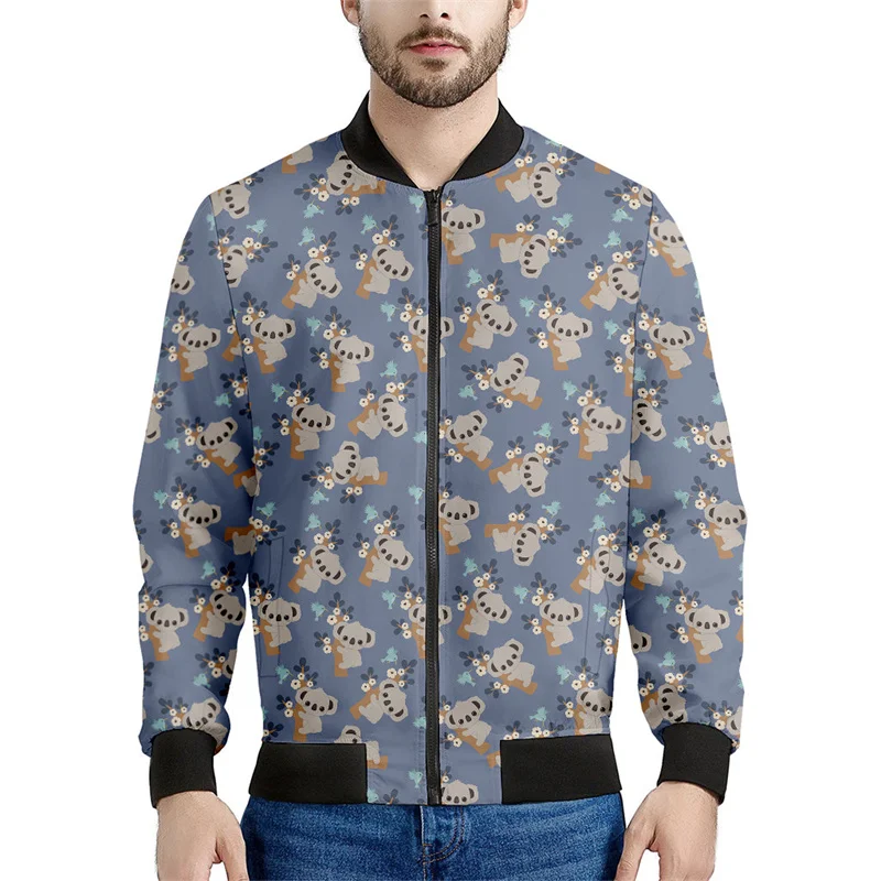 thumbnail image 1 of Chaqueta con cremallera y estampado 3D de animales de dibujos animados para hombre, chaqueta informal de calle con cremallera, sudadera estilo aviador para primavera y otoño, 1 of 5
