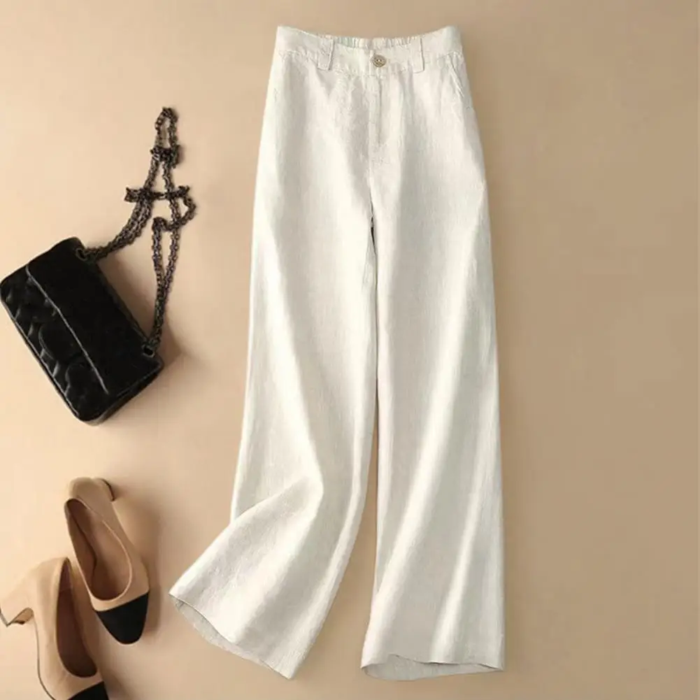 

Women Trousers Elegant Wide Leg Draped Trousers for Women Stylish High Waist Pants with Pockets Zipper Button Fly Women Wide-leg