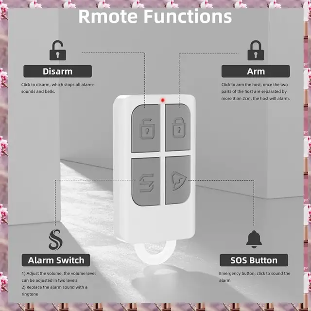 2025 Wireless Door Alarms When Opened With Remote,Door Security Sensor Chime Window Alarm Pool Alarm Door Alarm 2 Pack,Wireless 5