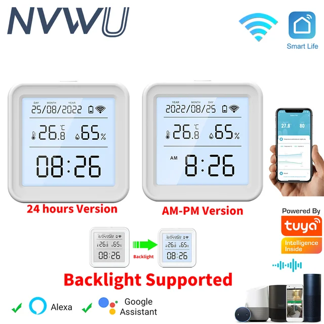 Tuya WIFI Temperature Humidity Sensor Hygrometer Thermometer Smart Home Backlight Smart Life Support Alexa Google Assistant 1