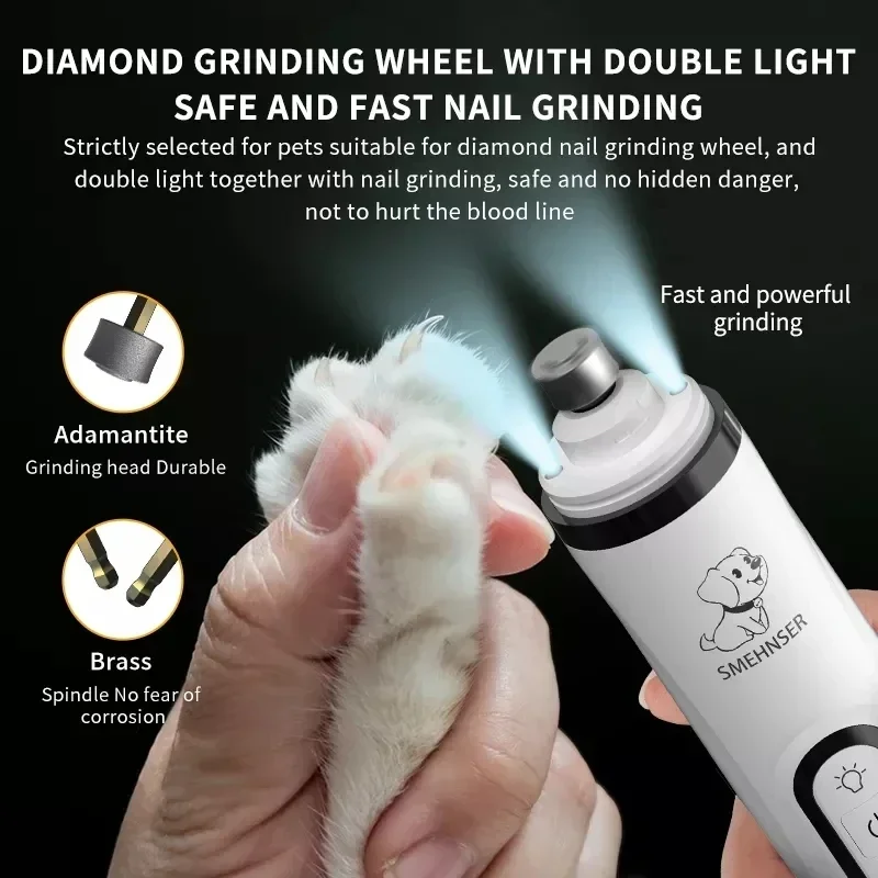 Electric Pet Nail Grinder With LED Light Cat Dogs Nail Clippers USB Rechargeable Paws Nail Cutter Pet Grooming Trimmer Supplies