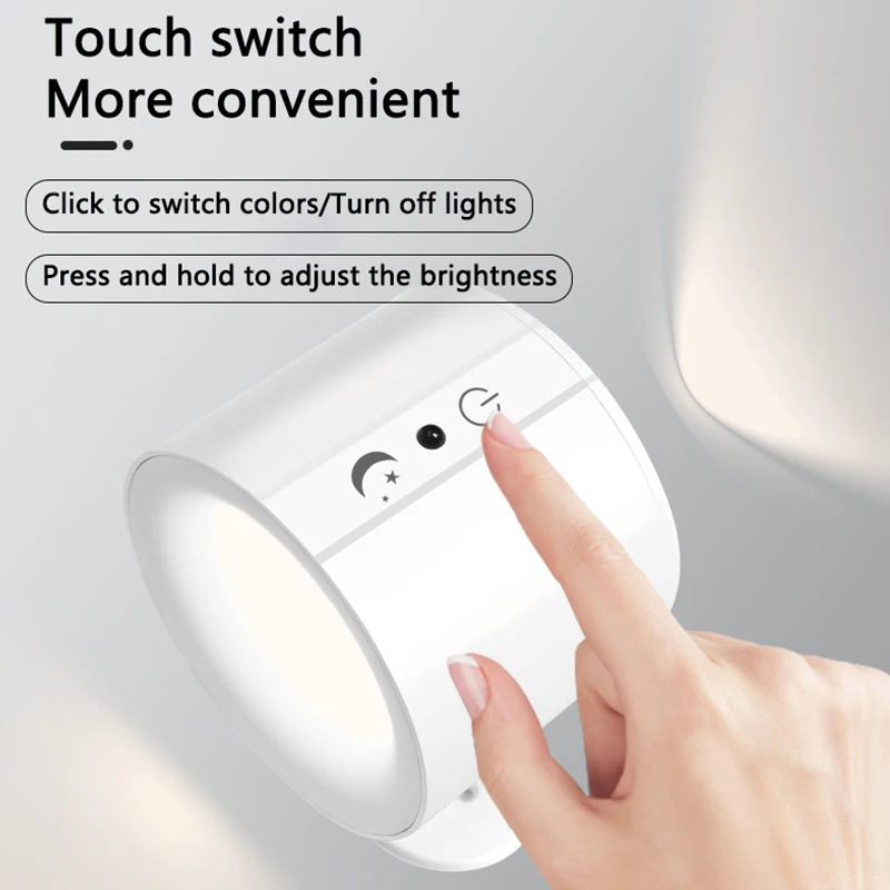 USB Rechargeable Led Wall Lamp Touch Control 360 Rotatable Wireless Portable Night Light For Bedside Bedroom Reading Lamp 3