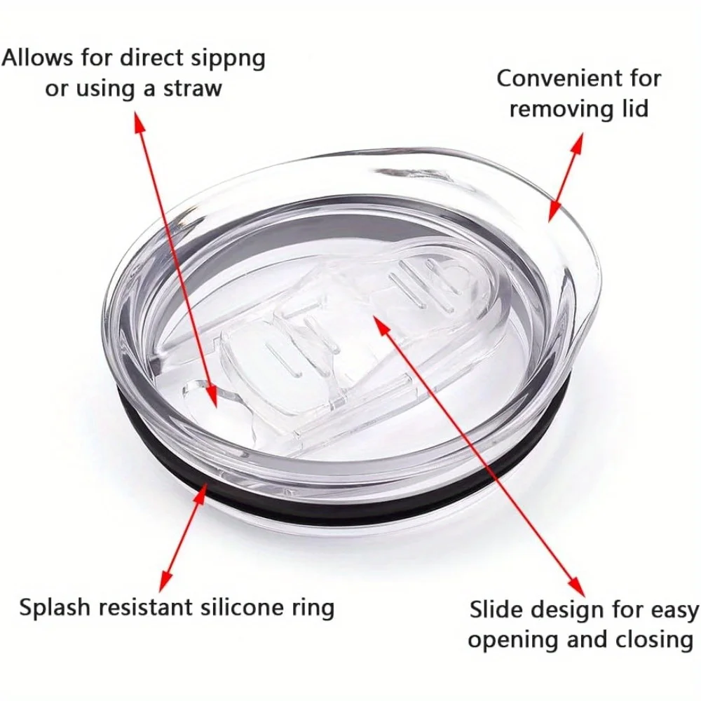 12oz Plastic Leak-Proof Cup Lid for 20oz Straight Cups, Suitable for 500cc 600cc 1000cc Thermal Mugs, Durable as Material Seal