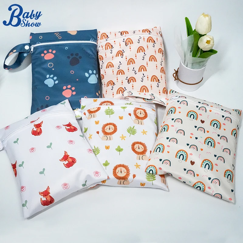 Baby Diapers Bag Waterproof PUL Wet Dry Nappy Bag Travel Outdoor Diaper Carry Pack Zipper Stroller Mini Handbag 20x25cm diaper backpack diaper pouch diaper bag
