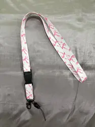 Chic Pink Bow ID Badge Holder with Retractable Scroll and Detachable Lanyard - Stylish Office Accessory (Lanyard)