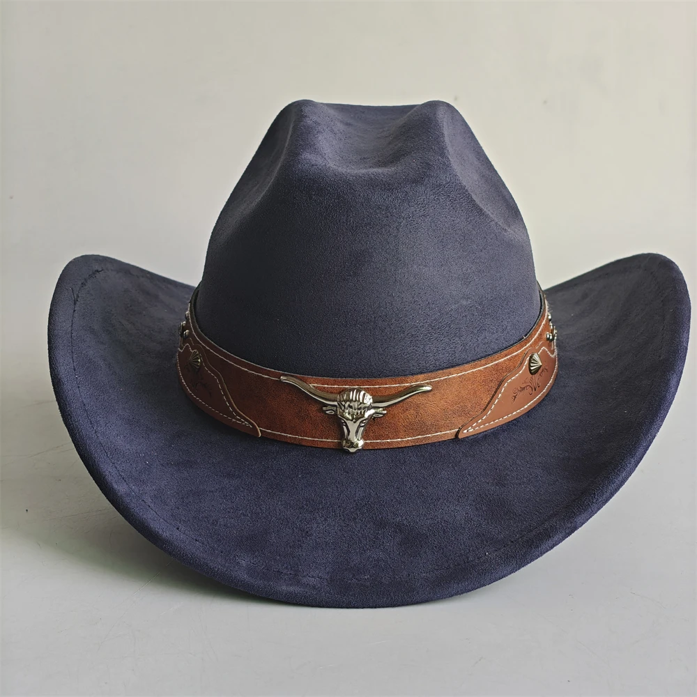 2026 Bull Head Zubehör Cowboyhut für Damen und Herren, 7,5 cm breite Krempe, Western-Wildlederhut für Cowboys und Cowgirls, Sombrero Vaquero – Detail 6