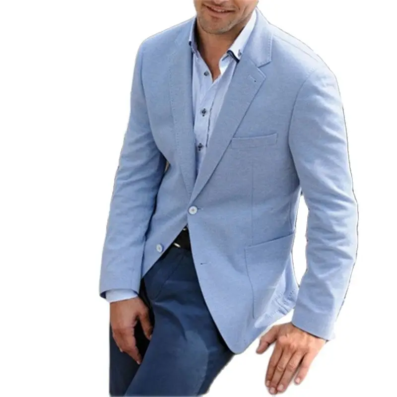 Traje informal azul claro para hombre, chaqueta, pantalones corbata, Blazer elegante de alta calidad, abrigo verano, ropa de fiesta personalizada, 2 uds. - AliExpress