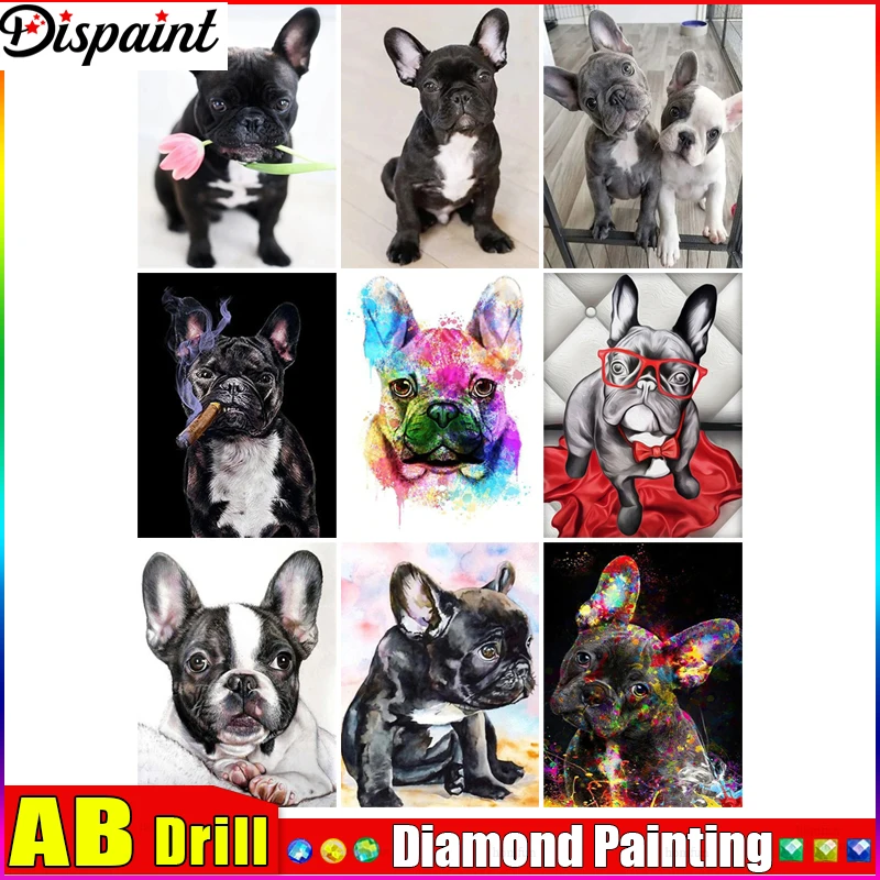 

Алмазная 5D Вышивка Dispaint AB, «собака, цветок», полноразмерная круглая/квадратная, для творчества, вышивка крестиком, украшение для дома