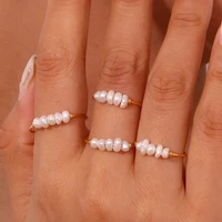 La. Muses Elegant Small Freshwater Pearl Stainless Steel Finger Rings Women Fashion Daily Waterproof Jewelry And Accessories - Image 2