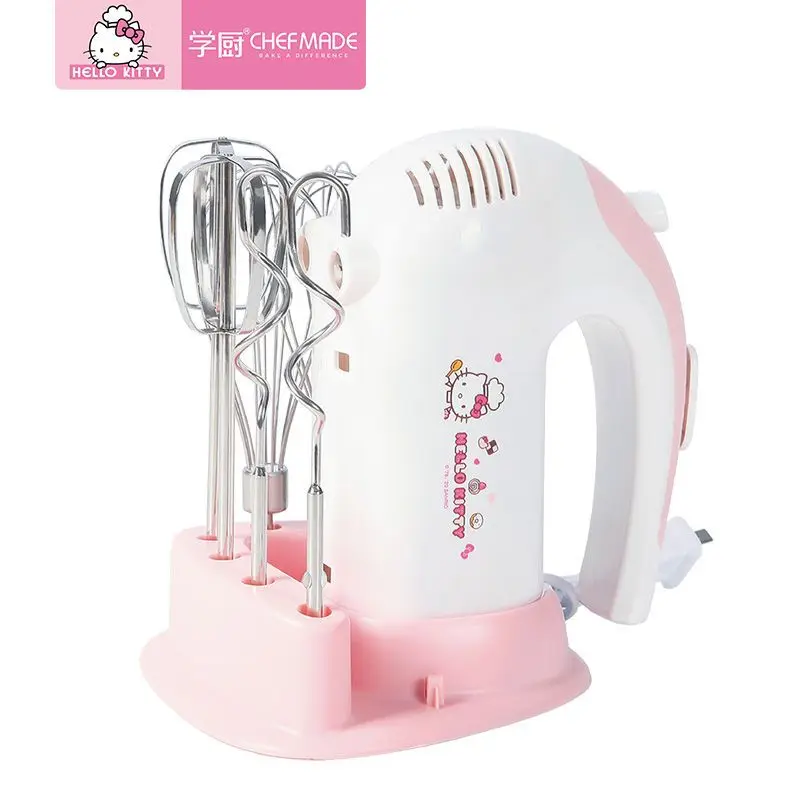 

Sanrioed Anime Hello Kittys Hand Blender Cream Whisk Ins Kawaii 300W Electric Egg Beater Home Baking Tools Home Daily Use