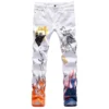 High Elastic Slim Fit 3D Color Printing Black White Pants Skeleton Graffiti Street Chaopai Men's Jeans 4