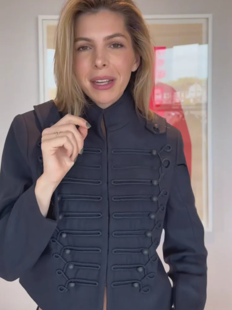 Women's Jackets Coat Stand-Up Collar Knitted Decorative New Outerwear Female Single Breasted Chinese Style Short Jackets Ladies - 6