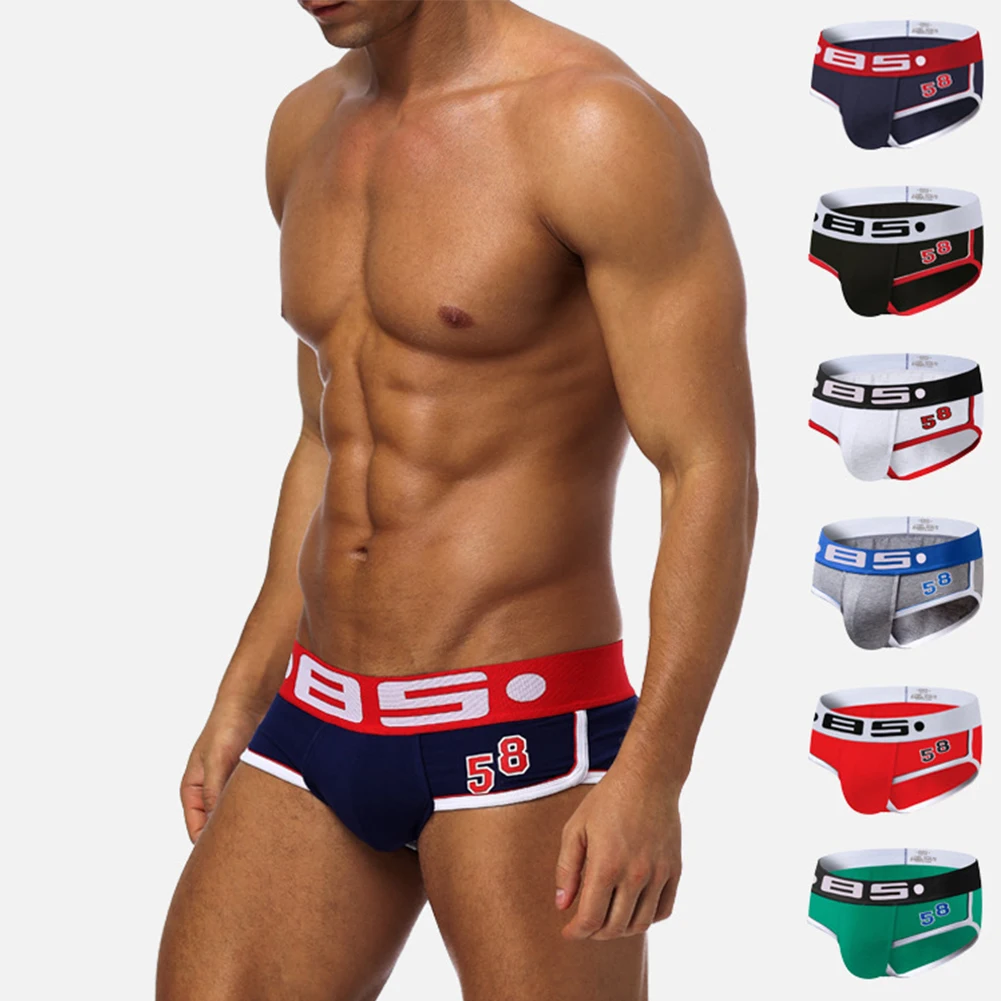 

Fashion High Quality Mens Stretch Low Waist Beachwear Underwear Cotton Sexy Soft Sleepwear Low Rise Briefs Breathable Briefs