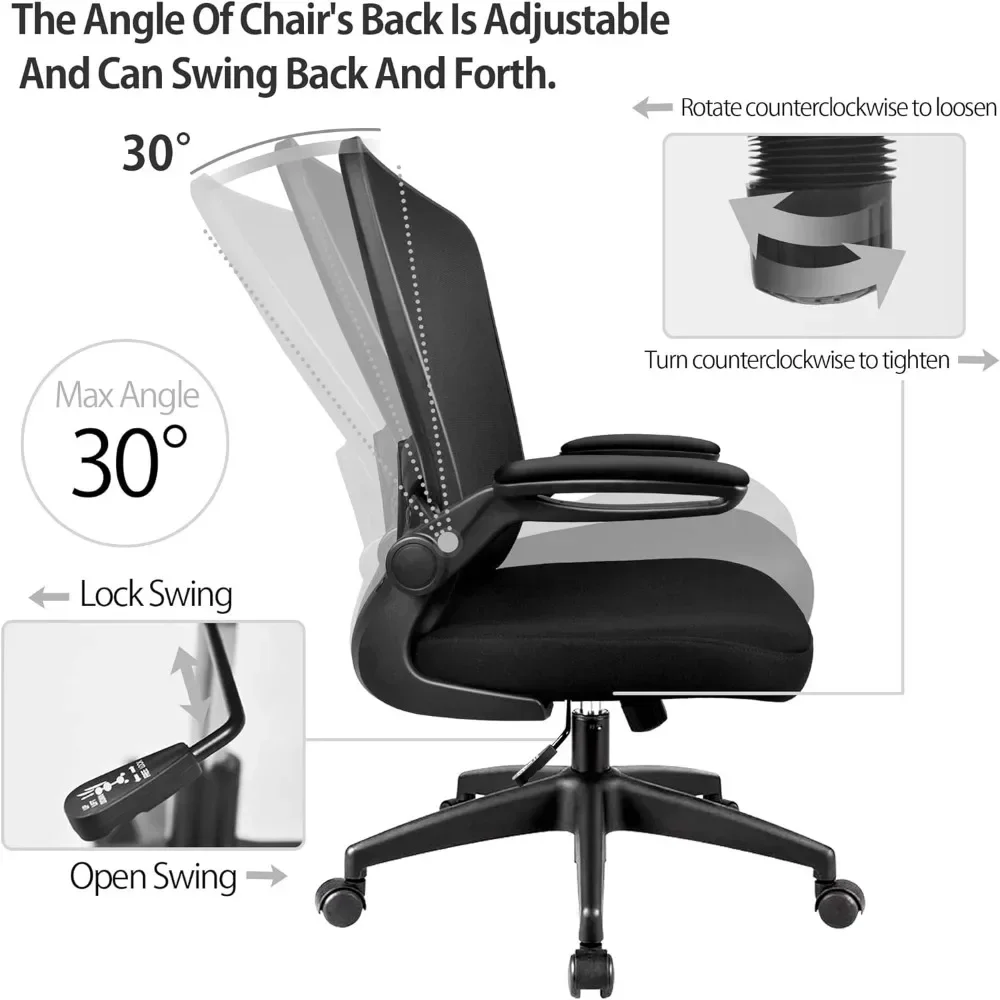 FelixKing Office Chair, Ergonomic Desk Chair with Adjustable Height and Lumbar Support Swivel Lumbar Support Desk Computer Chair with Flip Up