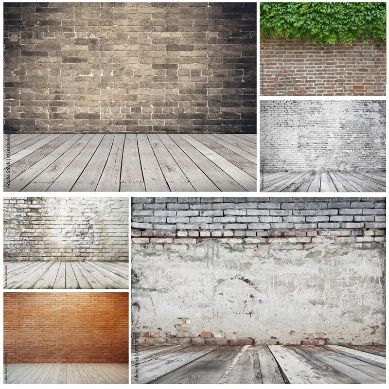 

Vinyl Custom Vintage Brick Wall Wooden Floor Photography Backdrops Photo Background Studio Prop 211218 ZXX-28