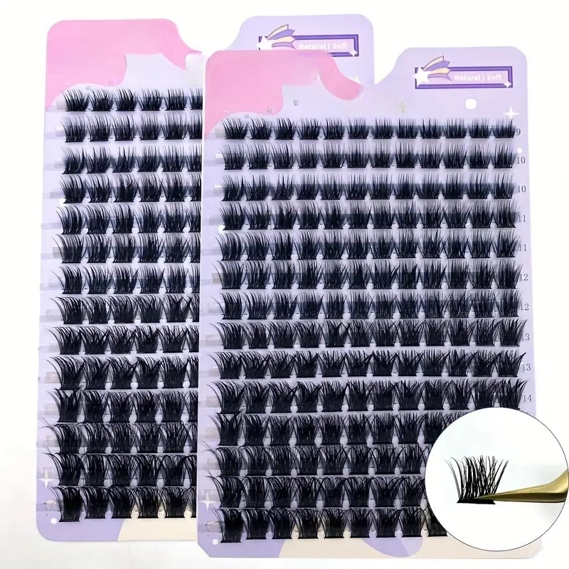 Cílios Wispy Cluster - Extensões de cílios DIY, mistura de 9-16 mm, cílios individuais fofos de aparência natural, reutilizáveis, onda C, vários comprimentos