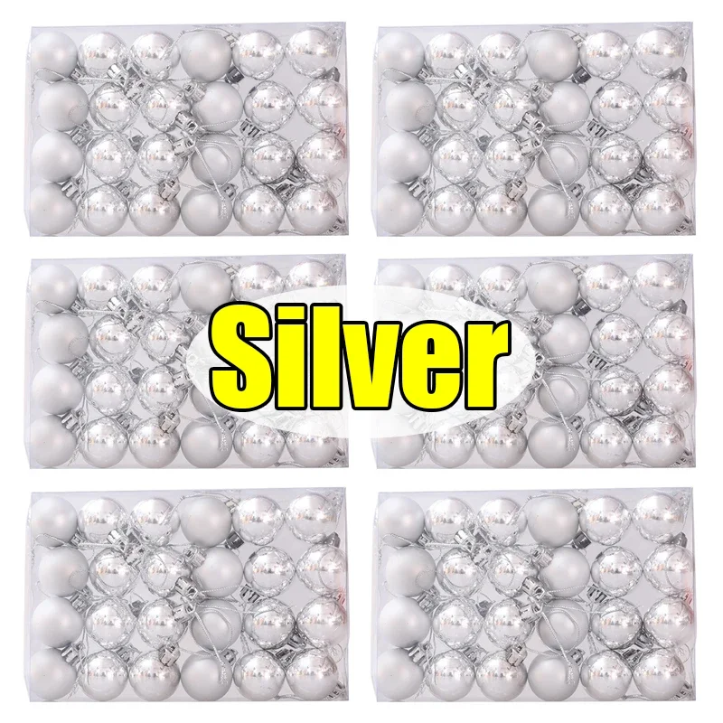 thumbnail image 1 of Juego de 144/24 mini bolas navideñas galvanizadas, colgante para árbol de Navidad, adorno colgante para fiesta de Año Nuevo, decoración del hogar, 1 of 5