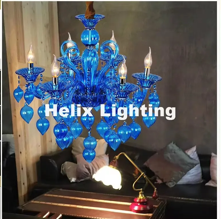 Description Picture 2 of itemModern Colorful Chandelier Lamps For Coffee Shop Wedding Bar Blue Purple Red Yellow Glass Ball Lamp Modern LED Chandelier