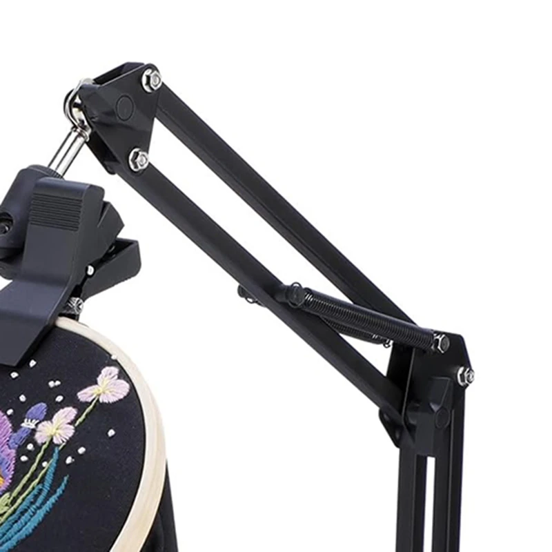 Embroidery Hoop Stand, Adjustable Embroidery Hoop Stand, Foldable Metal 360 Degree Rotation