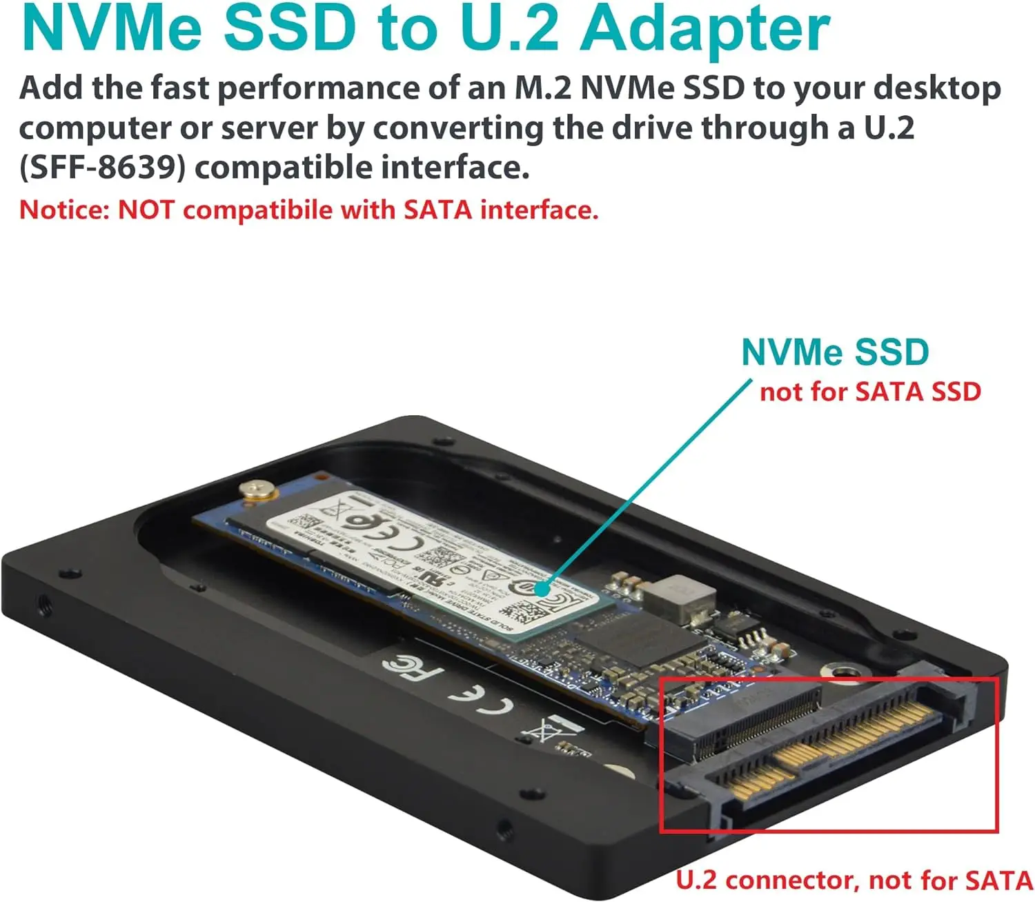 U.2 to NVMe SSD Ŭ, U.2 (SFF-8639) to M.2 Key-M, 2.5 ġ 7mm SSD  ĳ, PCIe 3.0 4.0 NVMe  AHC ȣȯ 