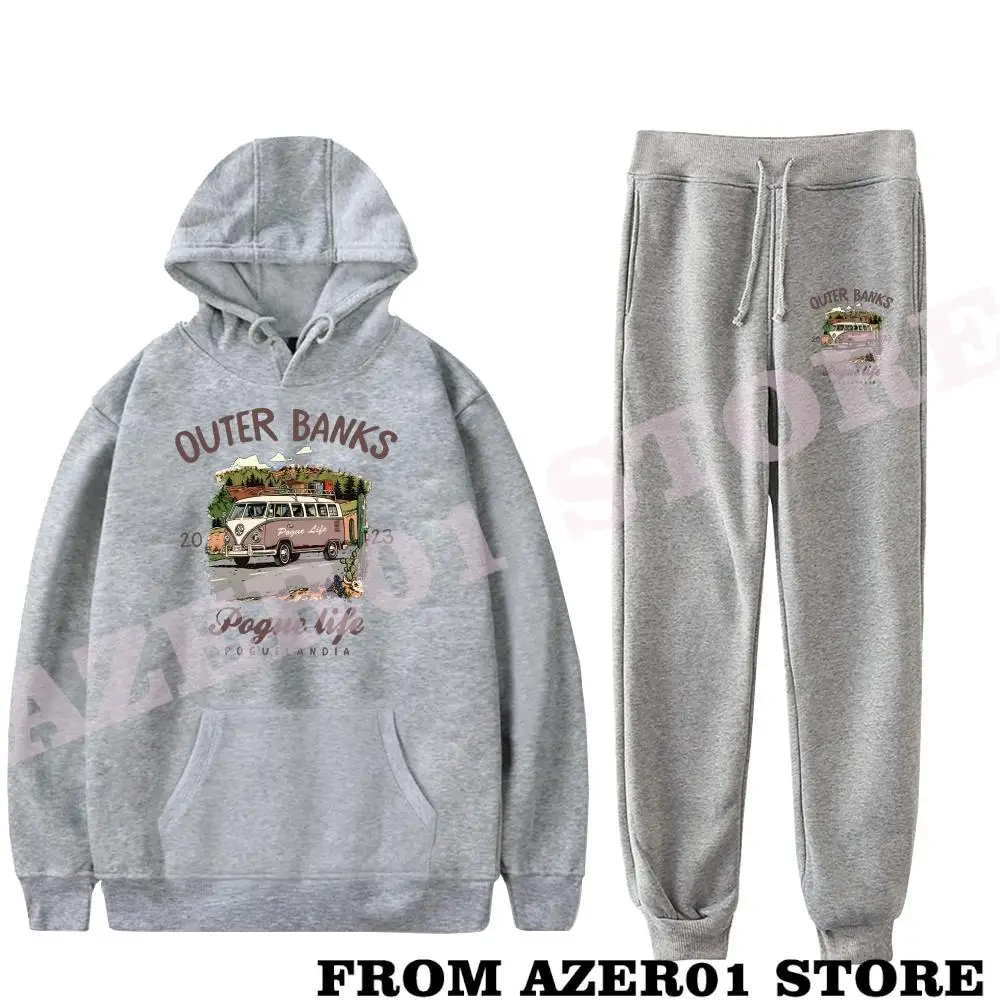 

Outer Banks Season 3 Merch Print Fashion Fall Suit Hoodies Sportswear Hooded Sweatshirt + Ankle Banded Pant Two Piece Set