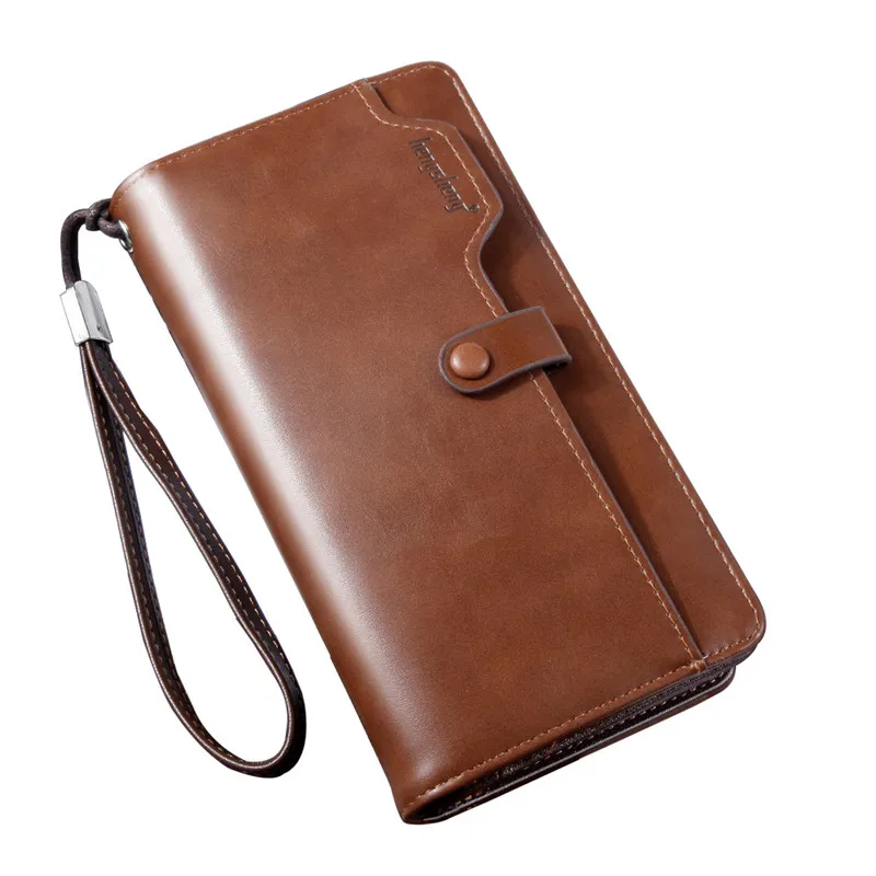 

High Quality Men's Wallet PU Leather Long Wallets Hasp Zipper Vintage Purses Money Clip Phone Purse Male Card Holder Coin Bag