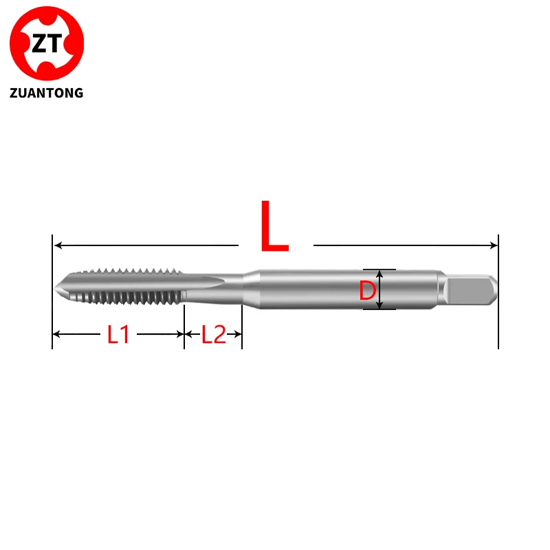 ZUANTONG HSSE-M42 JIS 표준 핸드 탭 무코팅/티늄 코팅 미세 나사 직선 플루트 탭 M1-M4.5 기계 나사산 탭