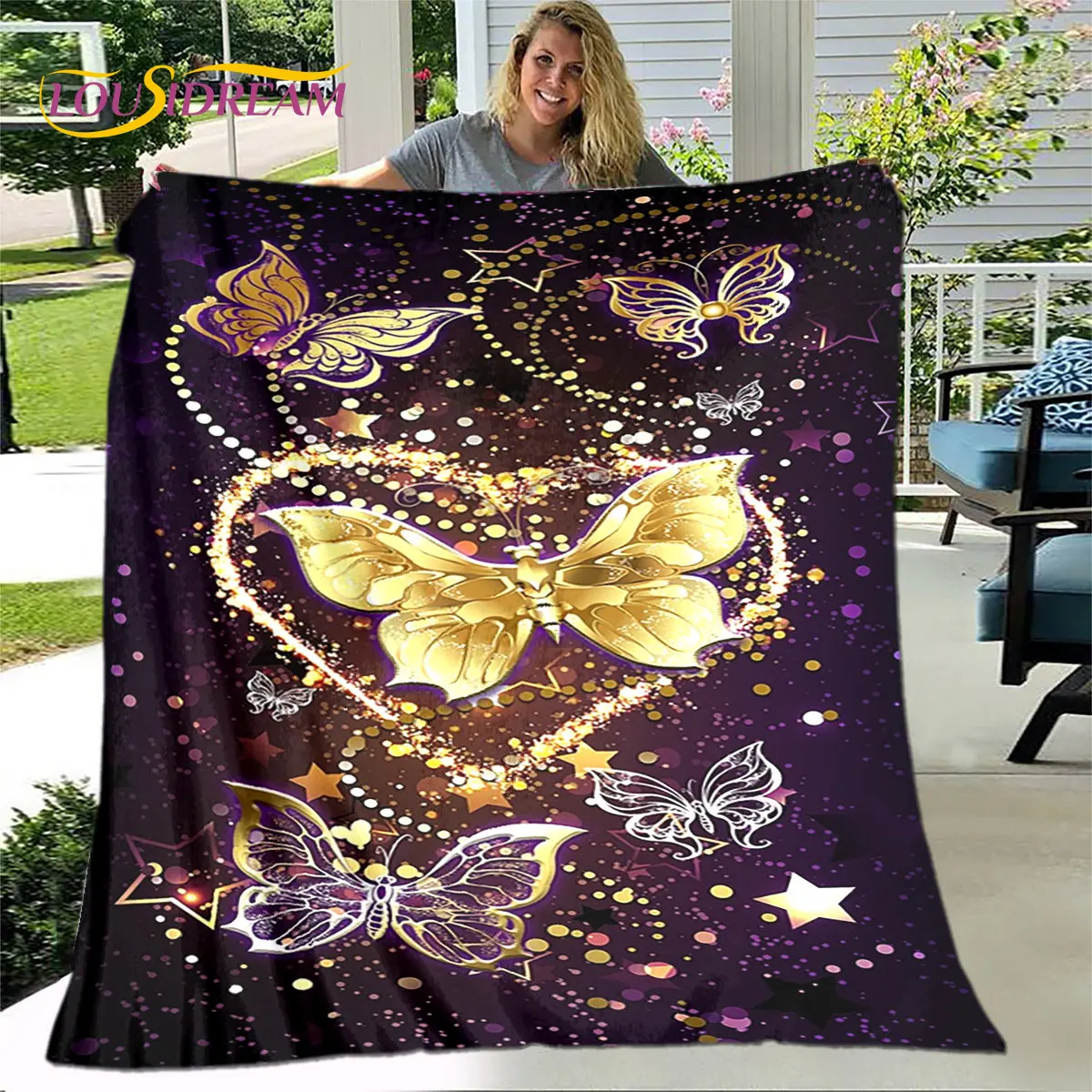 

3D Colorful Butterfly Cartoon Soft Plush Blanket,Flannel Blanket Throw Blanket for Living Room Bedroom Bed Sofa Picnic Cover Kid