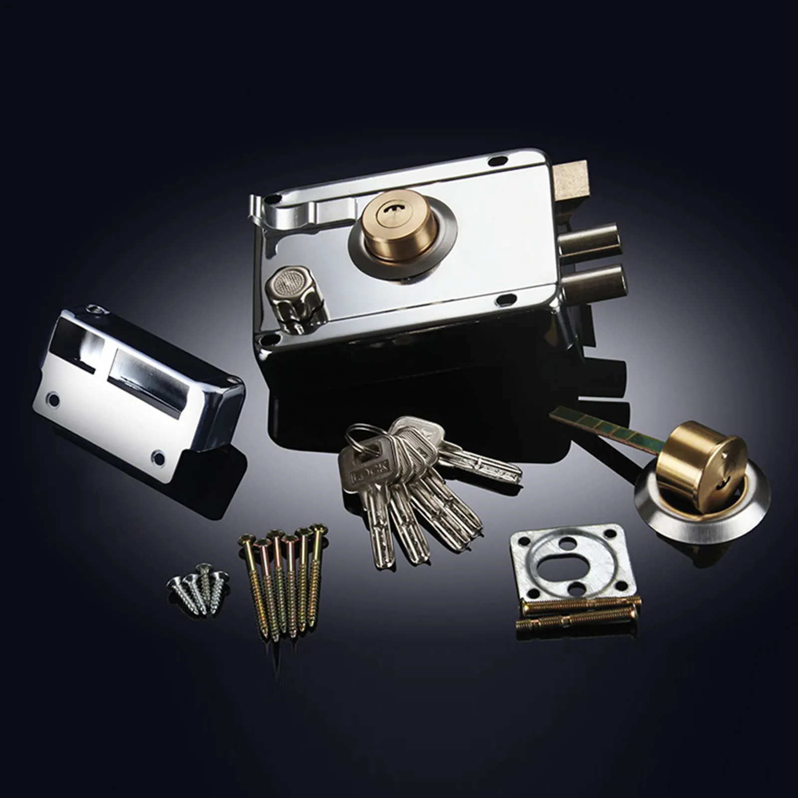 Exterior Gate Lock Stainless Steel Copper Lock Left Open with Security Prevent Theft Old Gate Exterior