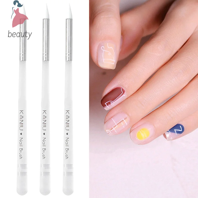 1Pcs 3D Image DIY Dotting Polish Brushes Silicone Nail Art Pen Brush UV Gel Polish Tip Sculpture Pen DIY Manicure Tool