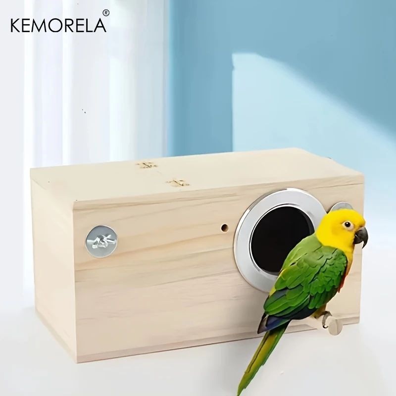 KEMORELA Wood Bird House Nest Birds Breeding Box Bird Parrot Breeding Decorative Cages Pet Accessories Home Balcony Decoration