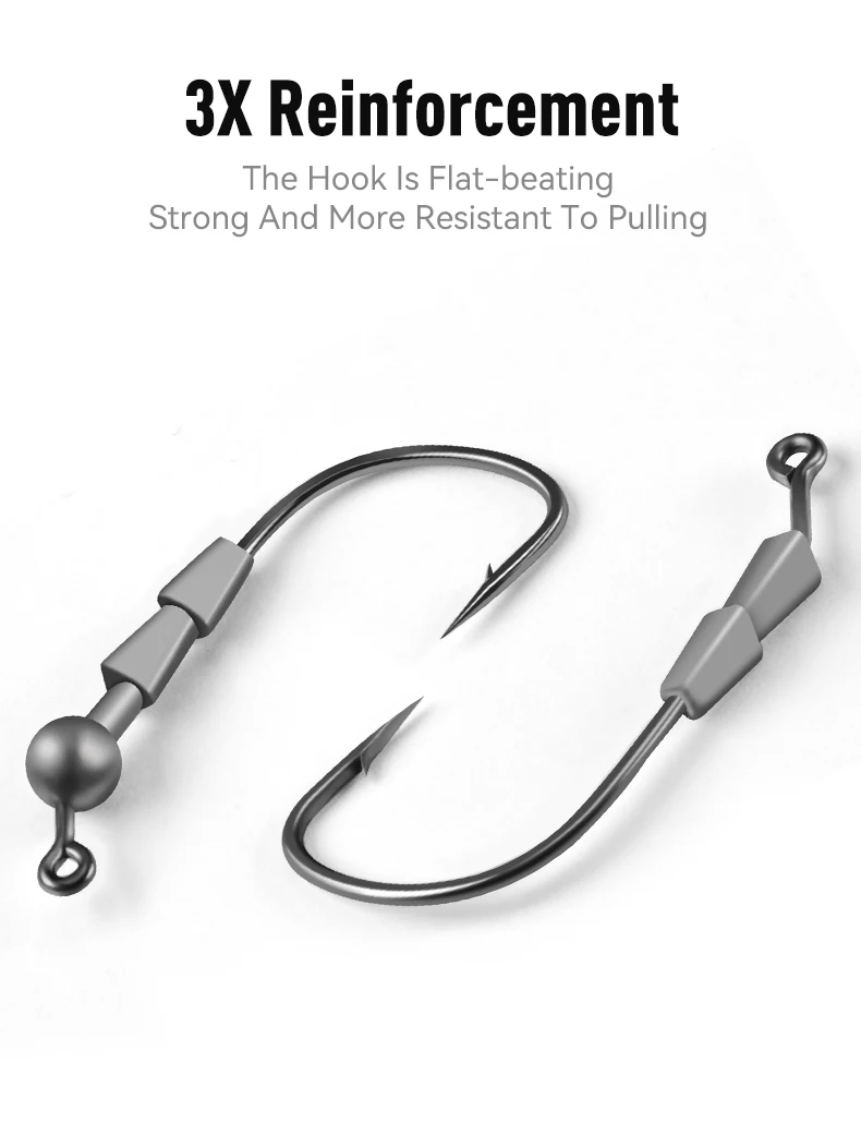 Kingdom Fishing Micro Lead Head Hooks 0,6g 1g 1,3g Hochkarbon-Stahl Jigkopfhaken für Bass- und Forellenangeln Angelzubehör Haken – Detail 7