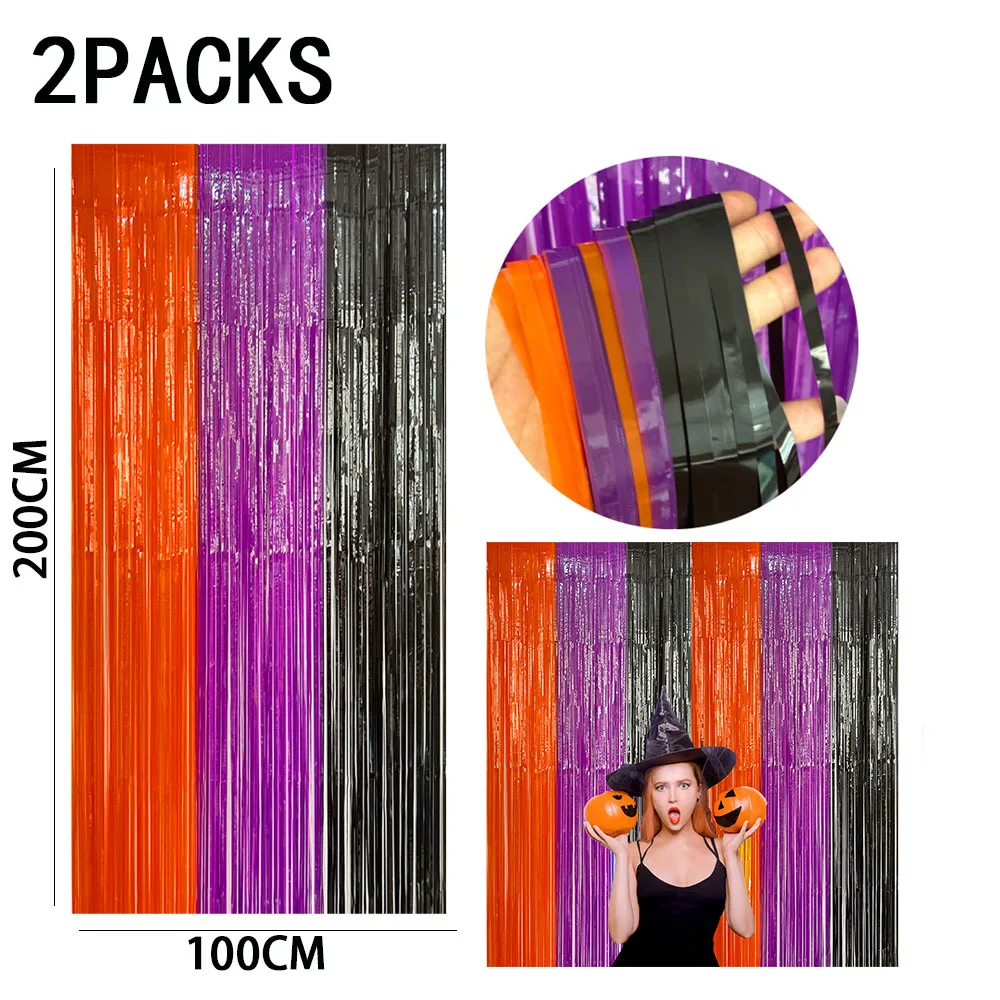 Rainbow Foil Fringe Curtains - Tinsel Metallic Streamers for Vibrant Party Decorations, Set of 2