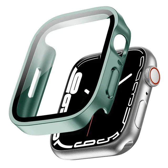 Premium Glass Screen Protector and Protective Case for Apple Watch - Straight Edge Design