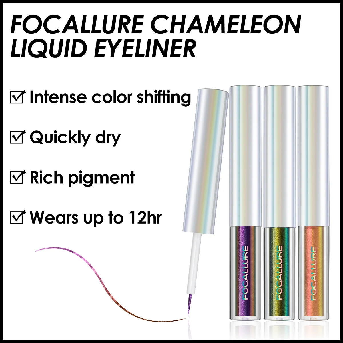 

FOCALLURE 11 Colors Glitter Liquid Eyeliner Waterproof Long Lasting Chameleon Metallic Diamond Eyeshadow Makeup Women Cosmetics