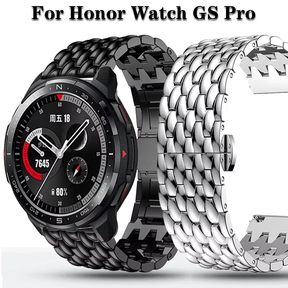 Stainless Steel Dragon Pattern Metal Wristband Bracelet - 22mm