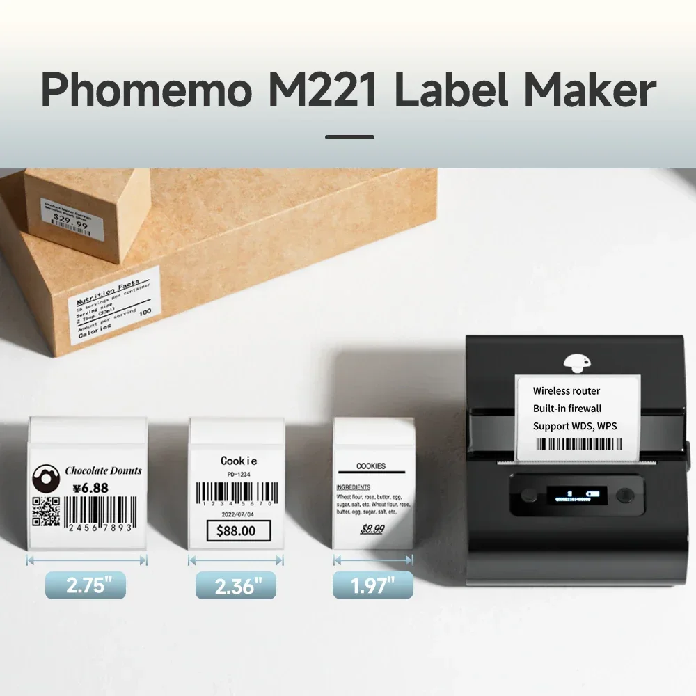 GlowMart Phomemo M221 Bluetooth Label Maker Machine 3" Brcode Printer for Blue Tooth Address Mailing Stickers in Stock!