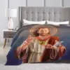 N-Nicolas Cages Blankets Jesus Travel Flannel Throw Blanket Super Warm Couch Chair Custom DIY Bedspread Gift 4