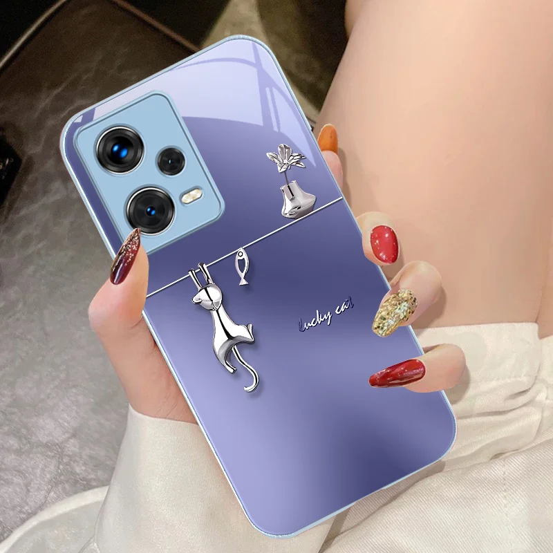Dark Purple Catfish Tempered Glass Phone Case