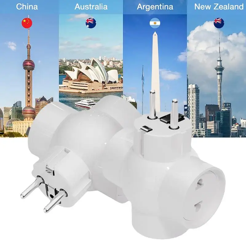 Electric Plug Adapter Charging Cable Outlet AC Adapter With 3 Outlets 16A Socket For Men Women German Europe Russian Trip Travel