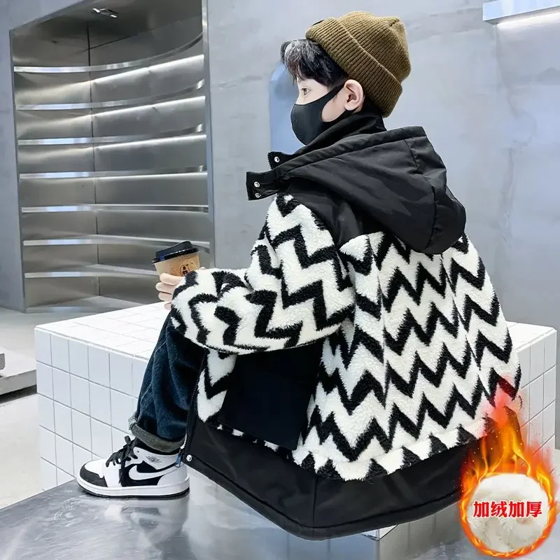 Childrens Clothing Boys Fleece Jacket Autumn Winter Boys Thick Patchwork Parka Jacket Baby Winter Trendy Style Kids Top for children jackets