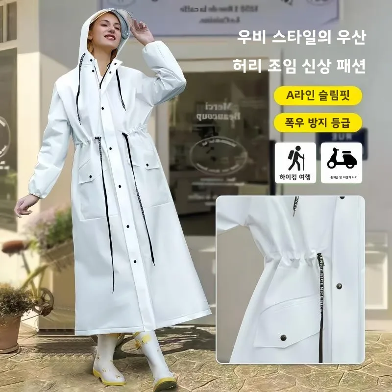 두꺼운 롱 버전 오토바이 레인코트 여성용 일체형 디자인 전신 방수 전기차 여성용 재킷