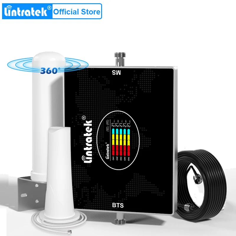 Lintratek 5-полосный Усилитель сотового сигнала B20 800 900 1800 2100 2600 МГц 4G усилитель