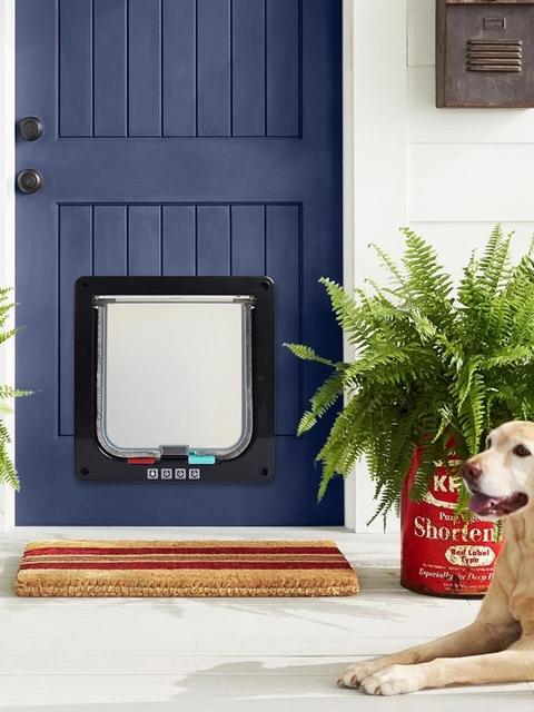 Cat Flap Door with 4 Way Security Lock Puppy Kitten Safety In&out Pet Door ABS Plastic Small Pet Gate Transparent Thin Cat Door Cat Flap Door with 4 Way Security Lock Puppy Kitten Safety In&out Pet Door ABS Plastic Small Pet Gate Transparent Thin Cat Door