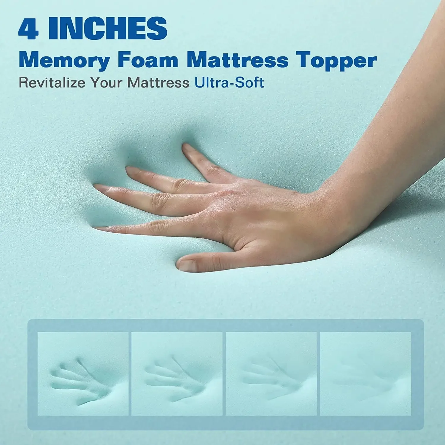 Bed Luxury Mattress Topper Memory Foam 4 Inch King Size Gel Rayon Made from Bamboo Cover Soft & Breathable
