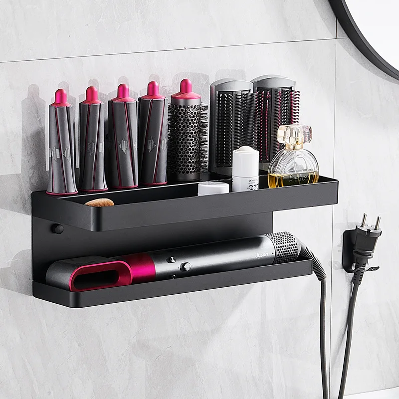 Hairdryer Holder Wall Mount Suitable For Dyson Airwrap Shelf Dryer And Hair Curler Holder Storage Rack Bathroom Organizer FR2002 hair dryer holder hair tool holder storage rack bathroom storage shelf storage shelf bathroom shelf bathroom accessories bathroom corner shelf